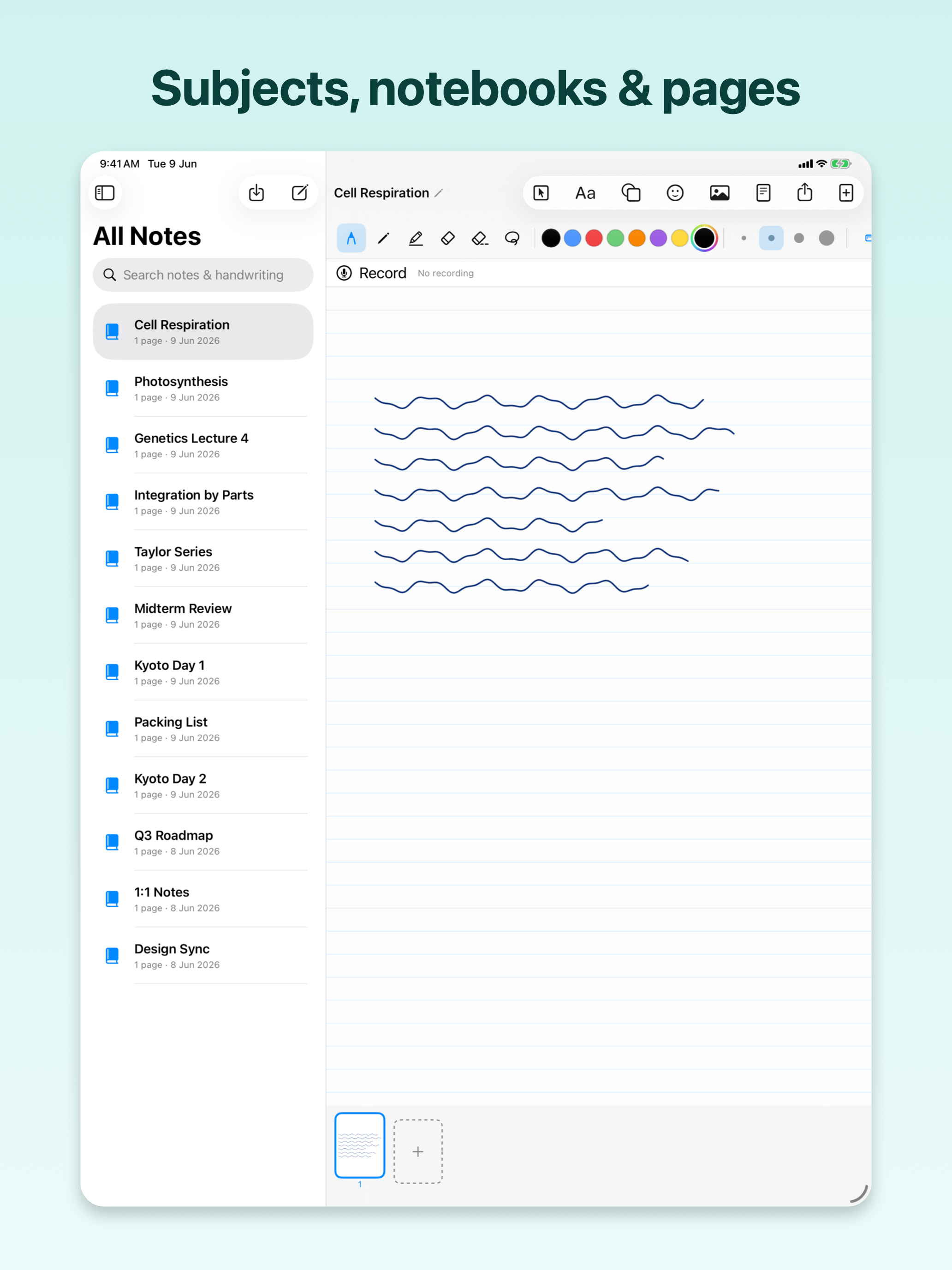 Notes library on iPad